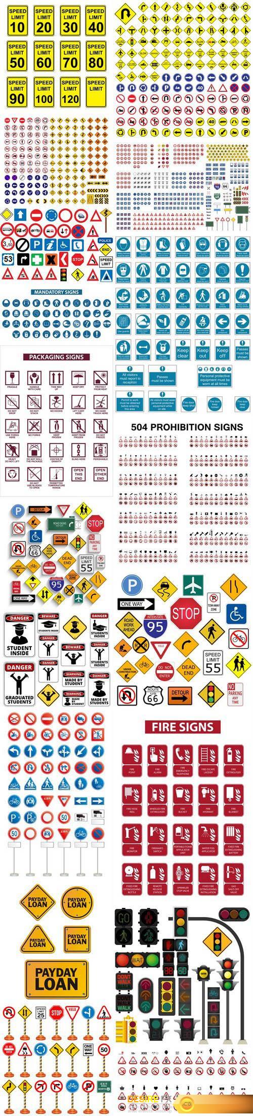 Road signs & under construction 2 - 18xEPS