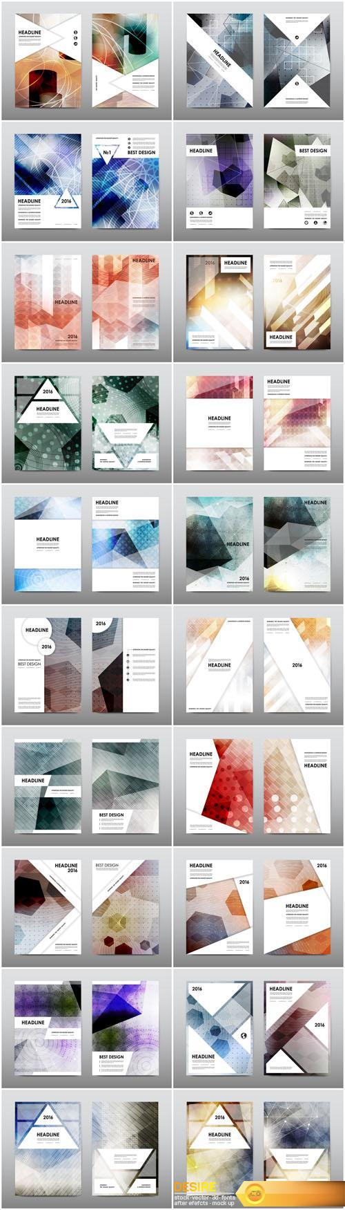 Magazine booklet cover, brochure layout template & abstract flyer design 5 - 20xEPS Vector Stock