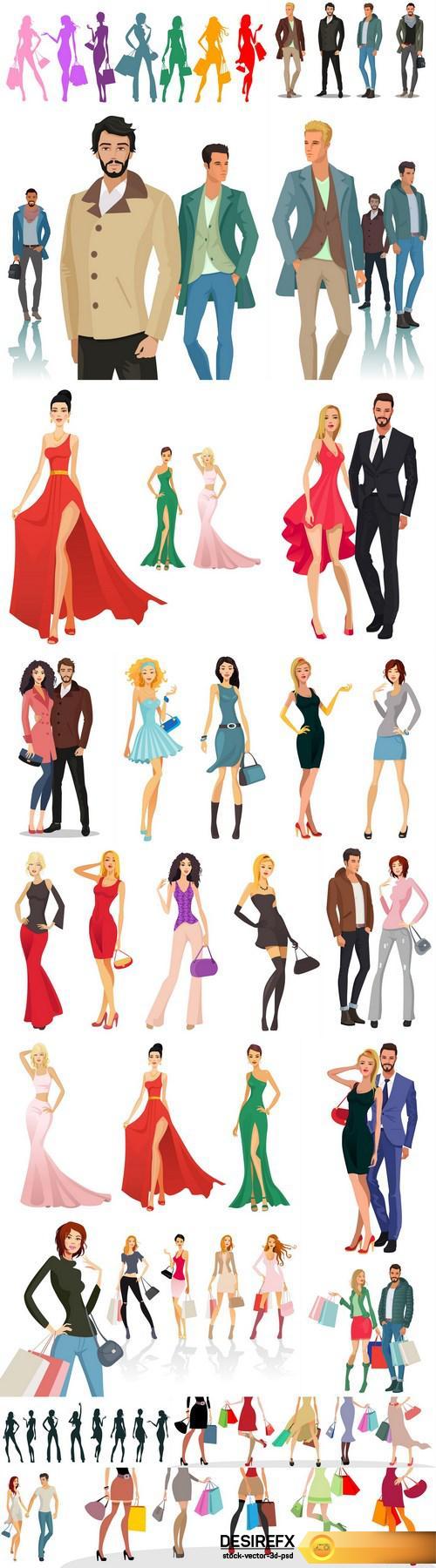 Female and male - Fashion & shopping - 18xEPS Vector Stock