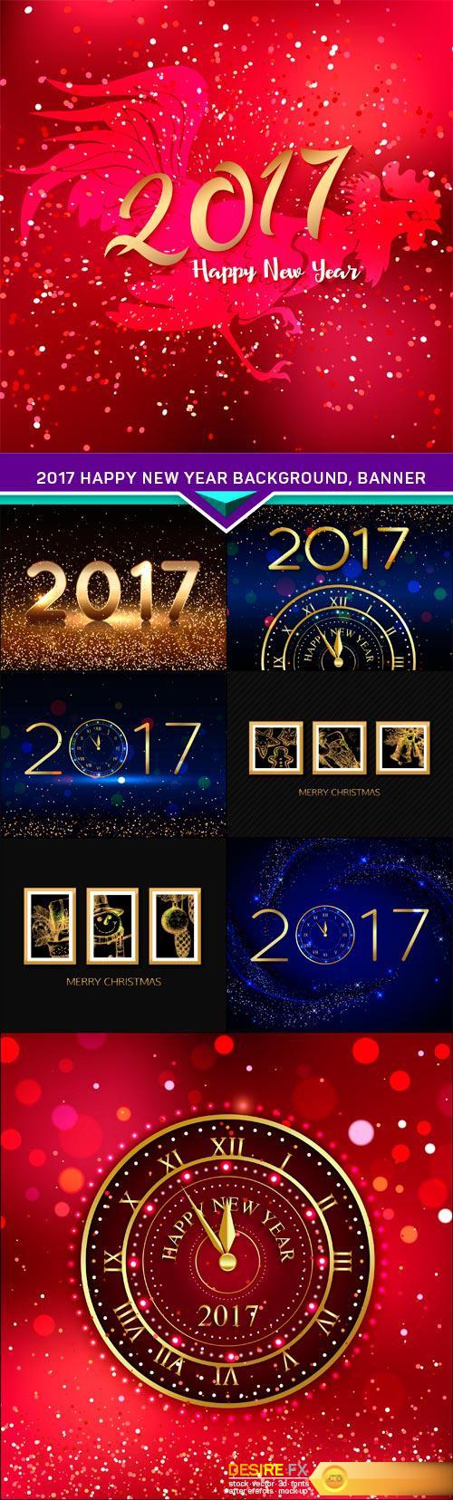 2017 Happy New Year background, banner 8X EPS