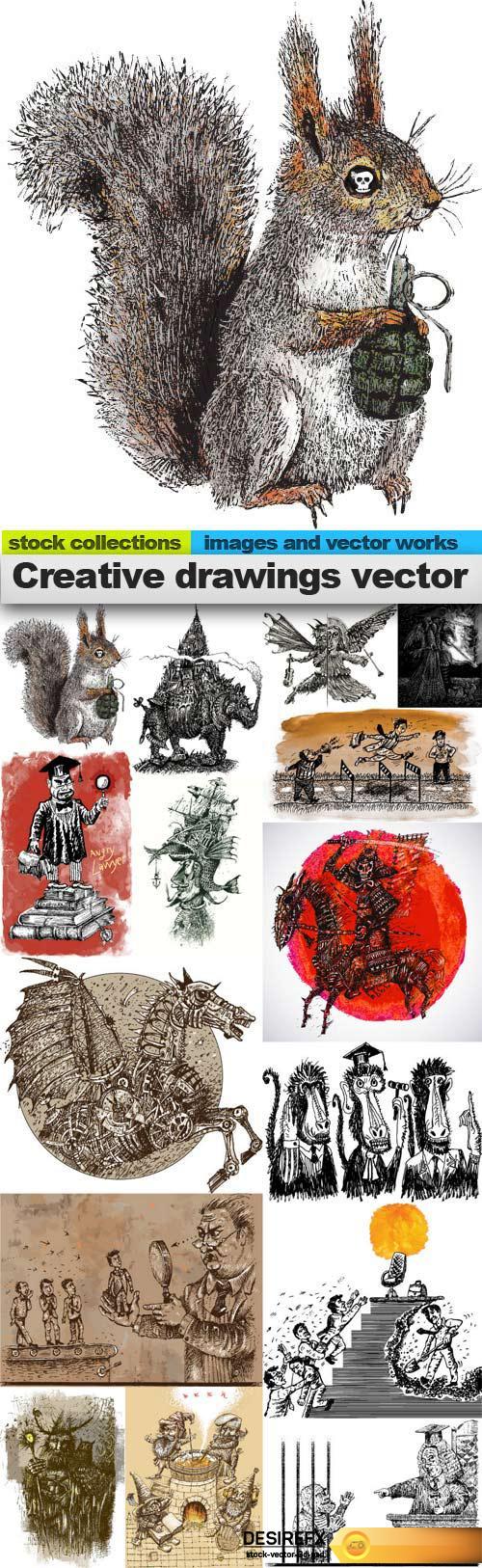 Creative drawings vector, 15 x EPS