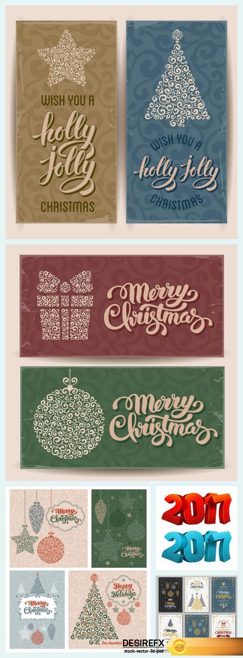 Christmas cards set 5X EPS