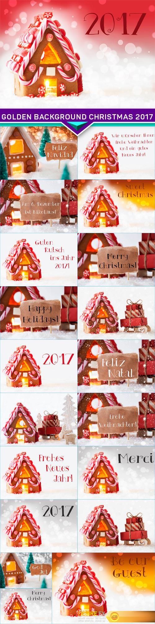 Gingerbread House, Golden Background Christmas 2017 20X JPEG