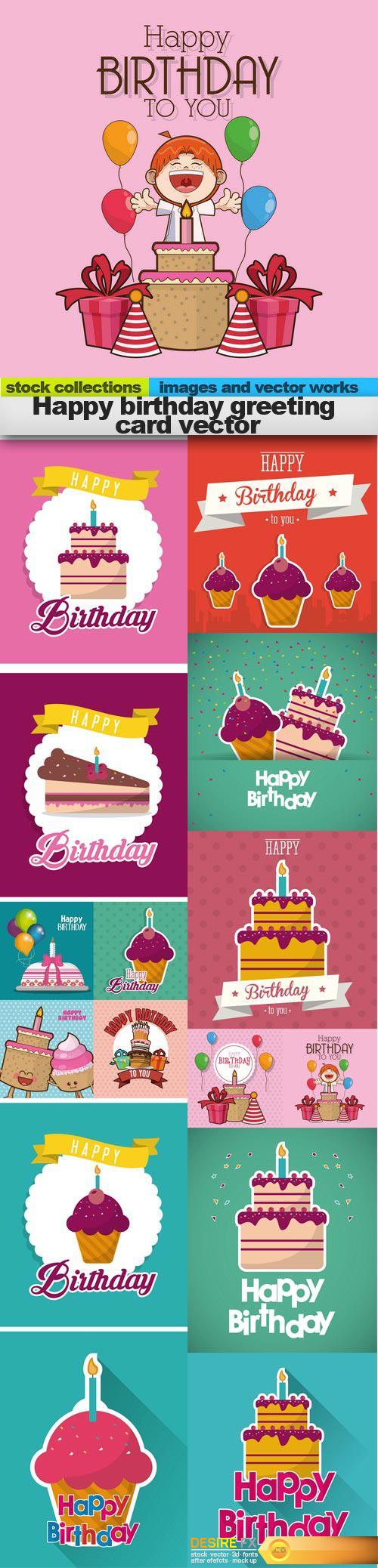 Happy birthday greeting card vector, 15 x EPS