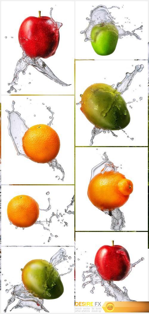 Water splash with fruits 8X JPEG