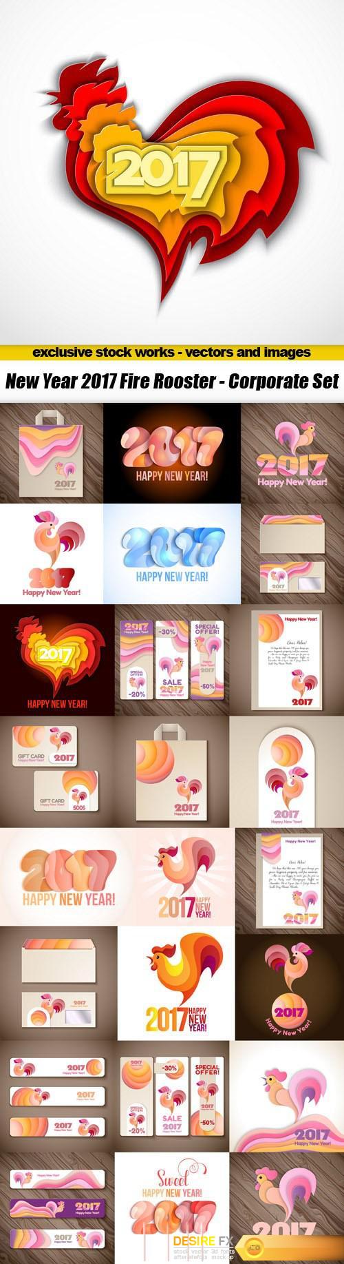 New Year 2017 Fire Rooster - Corporate Set, 25xEPS