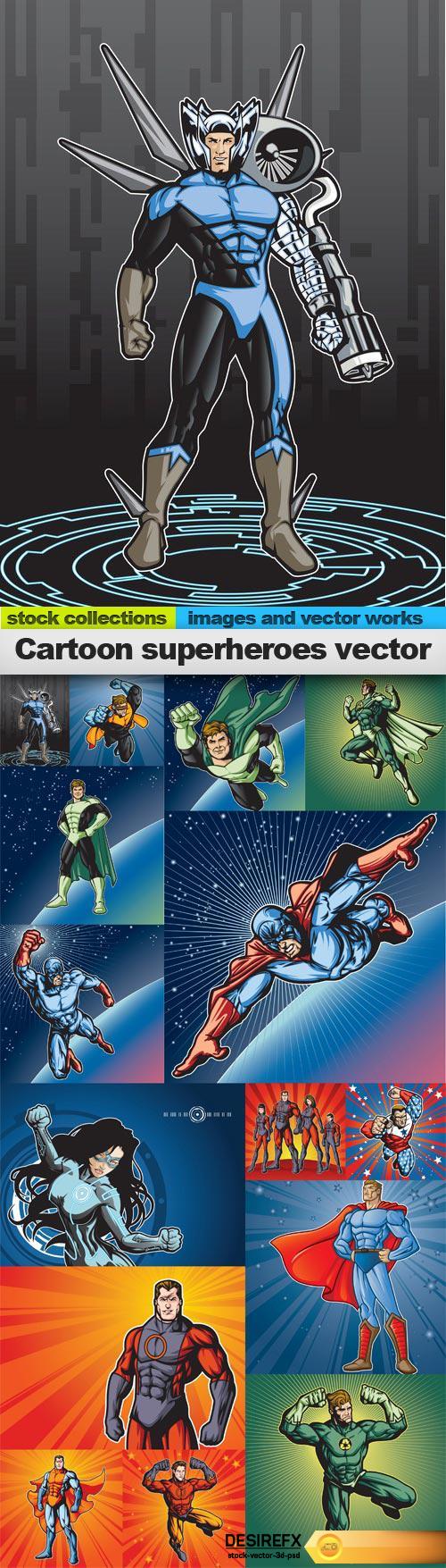 Cartoon superheroes vector, 15 x EPS