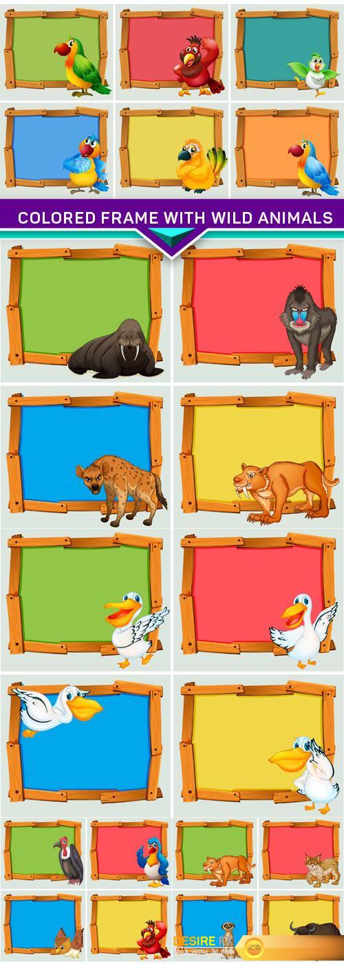 Colored frame with wild animals 5X EPS
