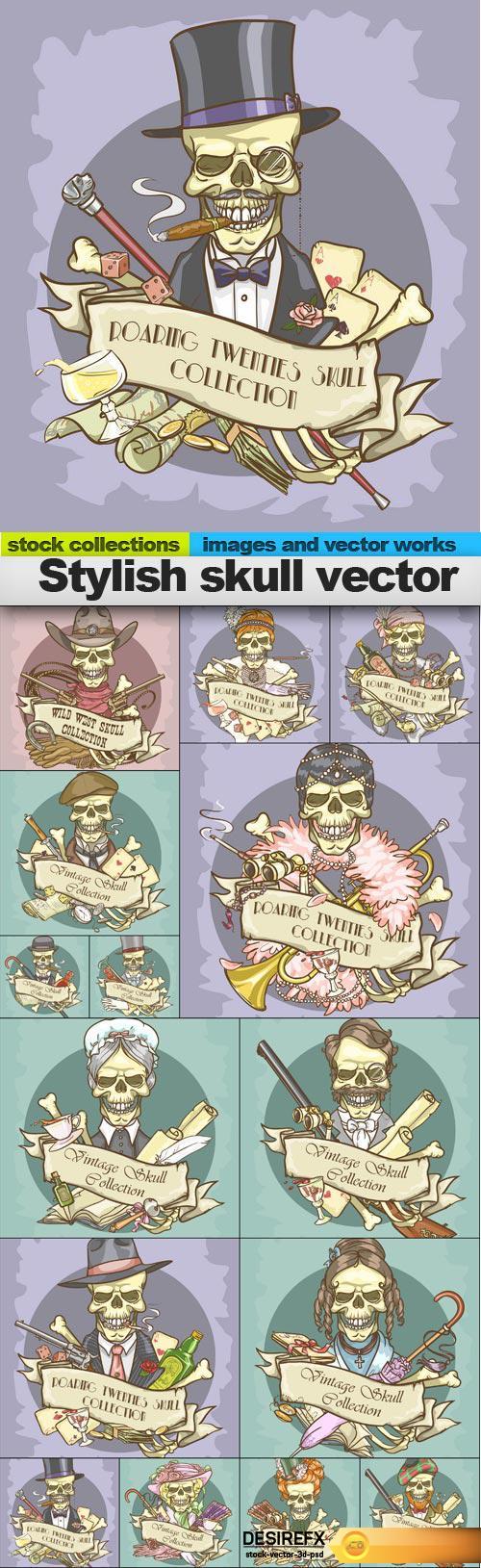 Stylish skull vector, 15 x EPS 