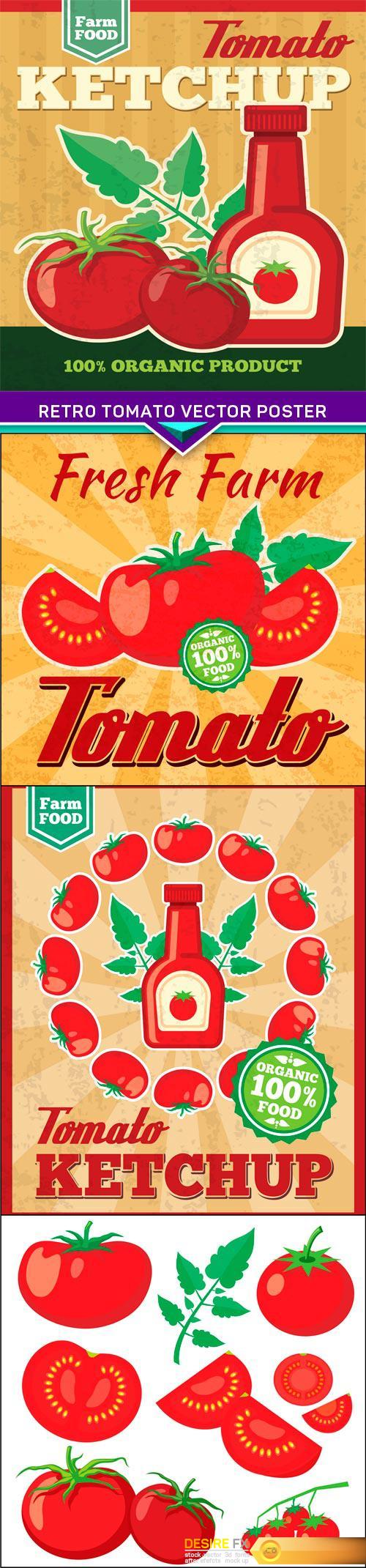 Retro tomato vector poster 4X EPS