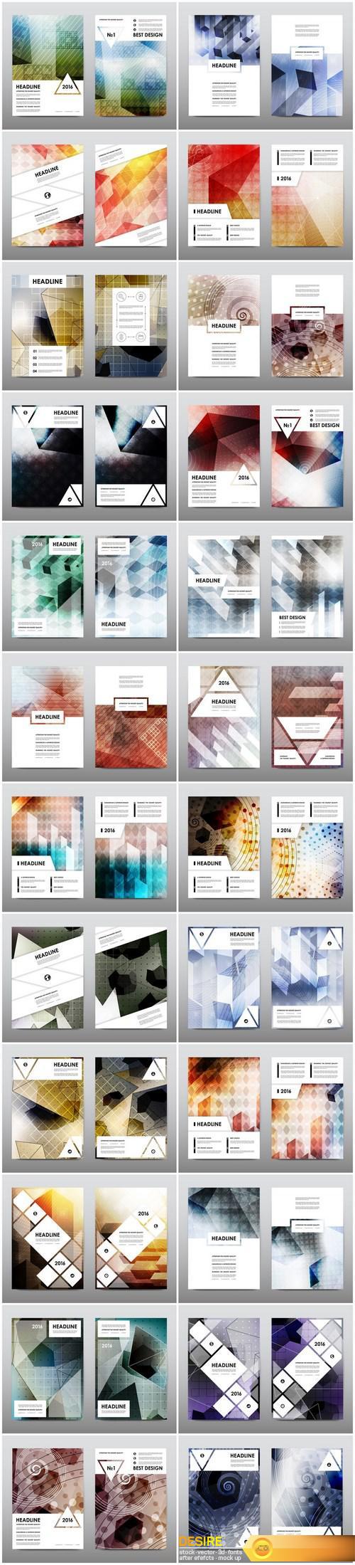 Magazine booklet cover, brochure layout template & abstract flyer design 3 - 24xEPS Vector Stock