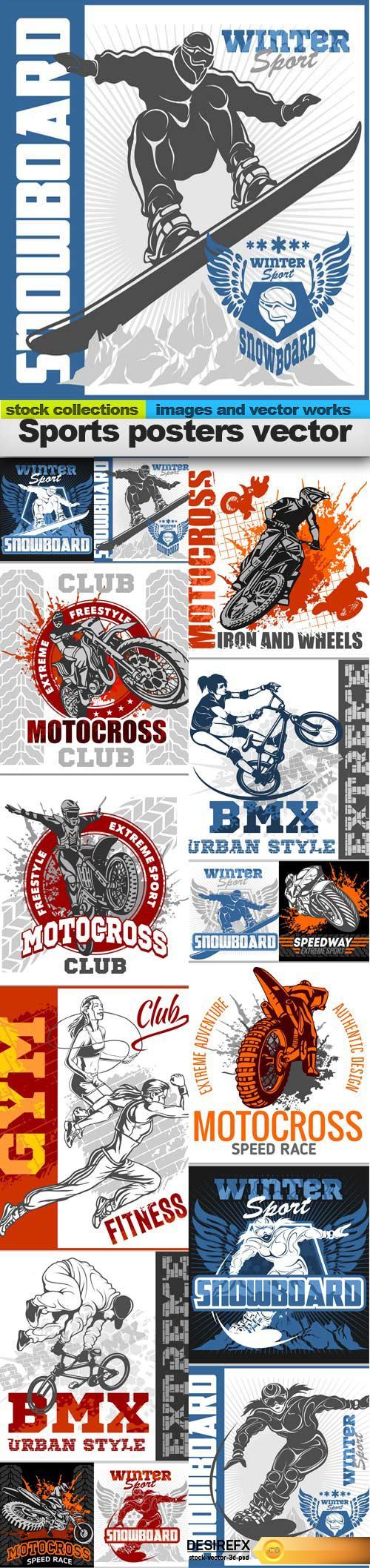 Sports posters vector, 15 x EPS