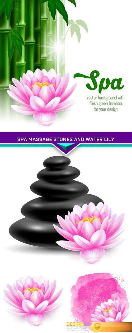 Spa massage stones and water lily 4X EPS