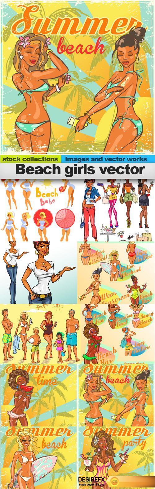 Beach girls vector, 10 x EPS 