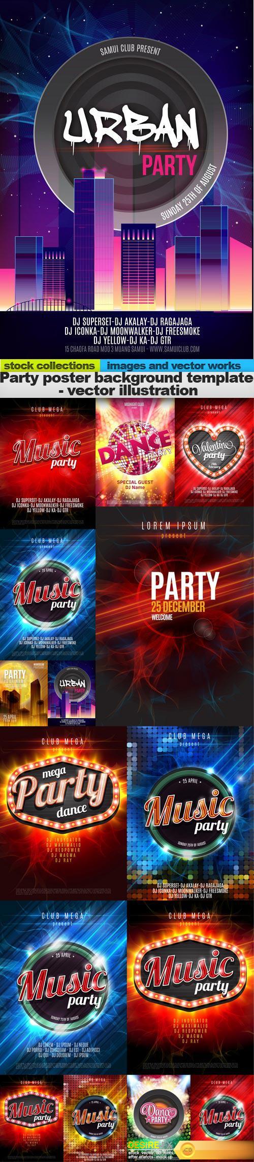 Party poster background template - vector illustration, 15 x EPS