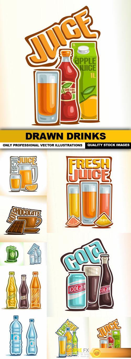 Drawn Drinks - 10 Vector