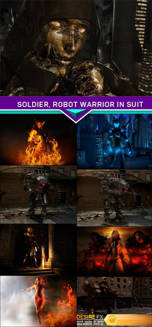 Soldier, robot warrior in suit 9X JPEG