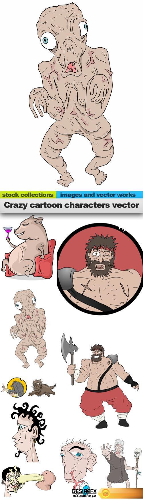 Crazy cartoon characters vector, 10 x EPS
