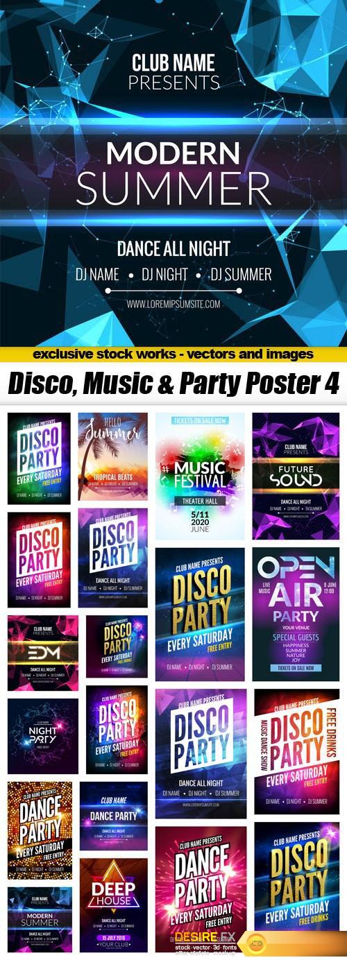 Disco, Music & Party Poster 4 - 21xEPS