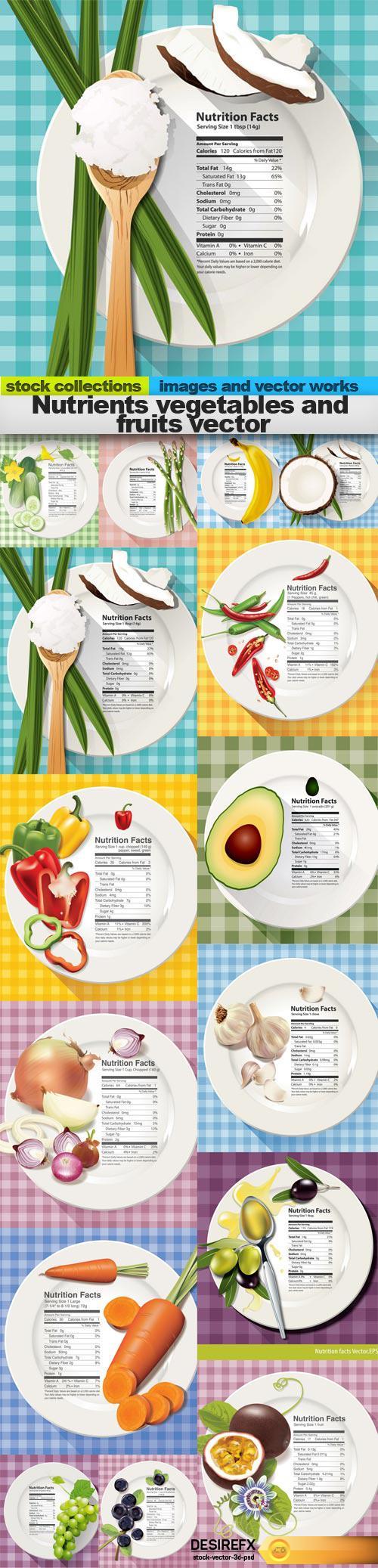 Nutrients vegetables and fruits vector, 15 x EPS