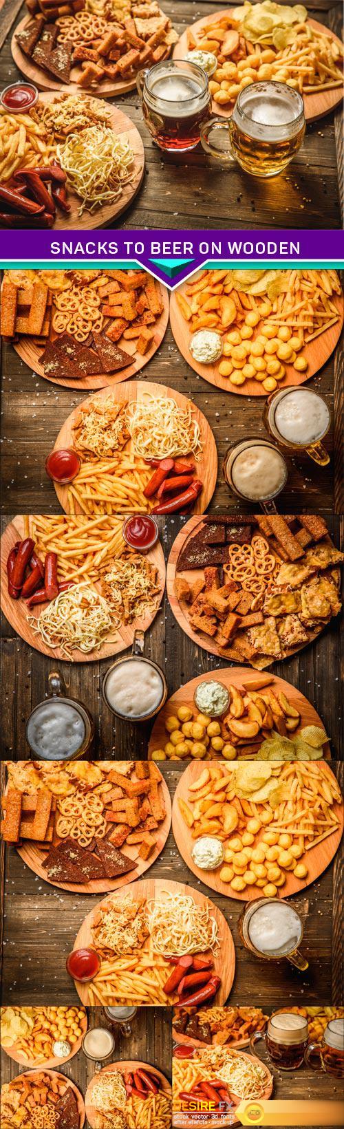 Snacks to beer on wooden background top view 6X JPEG