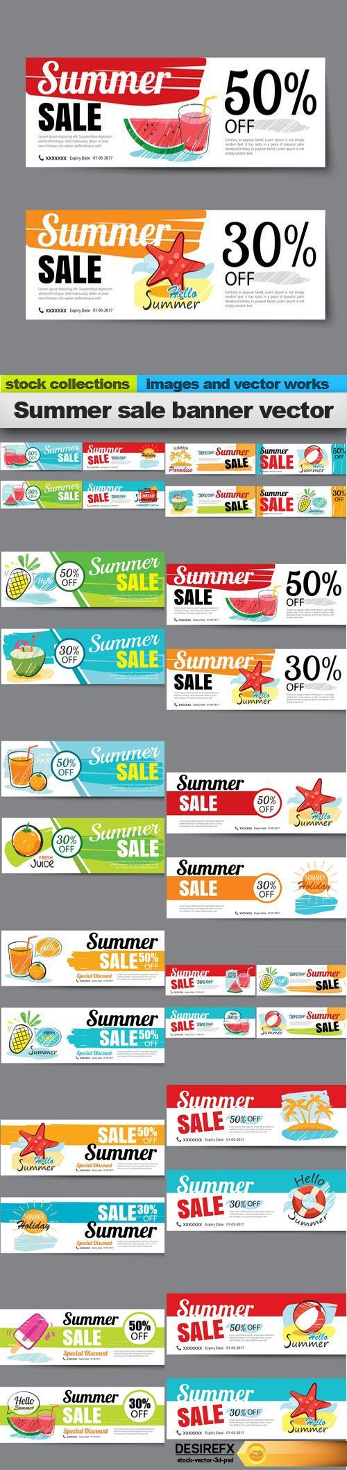 Summer sale banner vector, 15 x EPS
