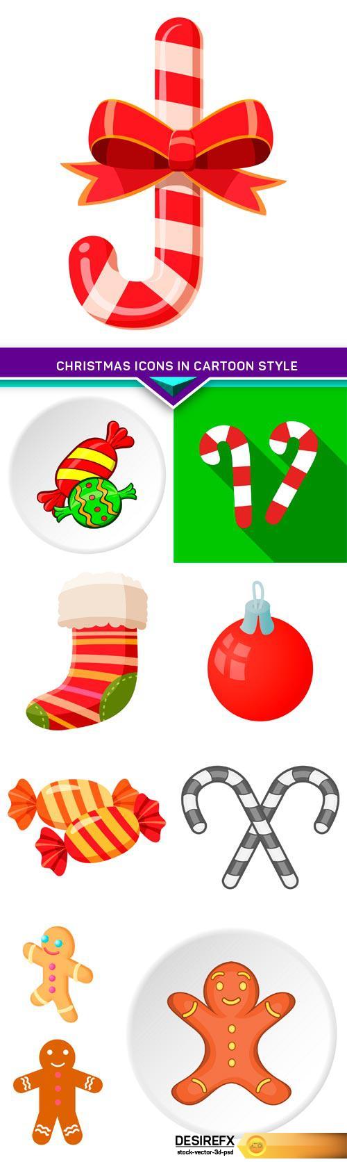Christmas icons in cartoon style 10X EPS