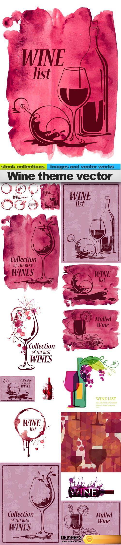 Wine theme vector, 15 x EPS