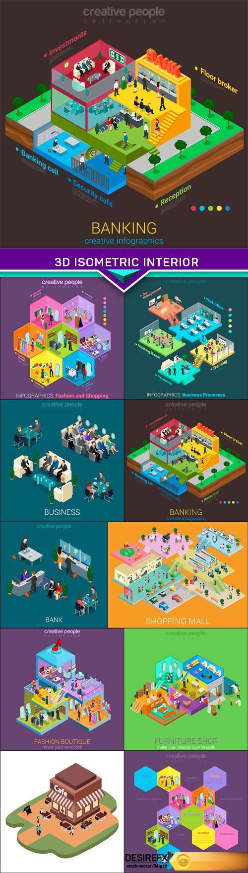 3d isometric interior mall business concept vector 10X EPS