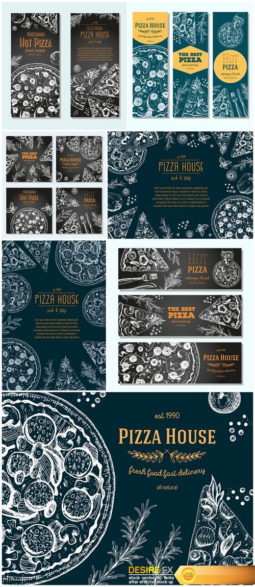 Pizza banner design template 7X EPS