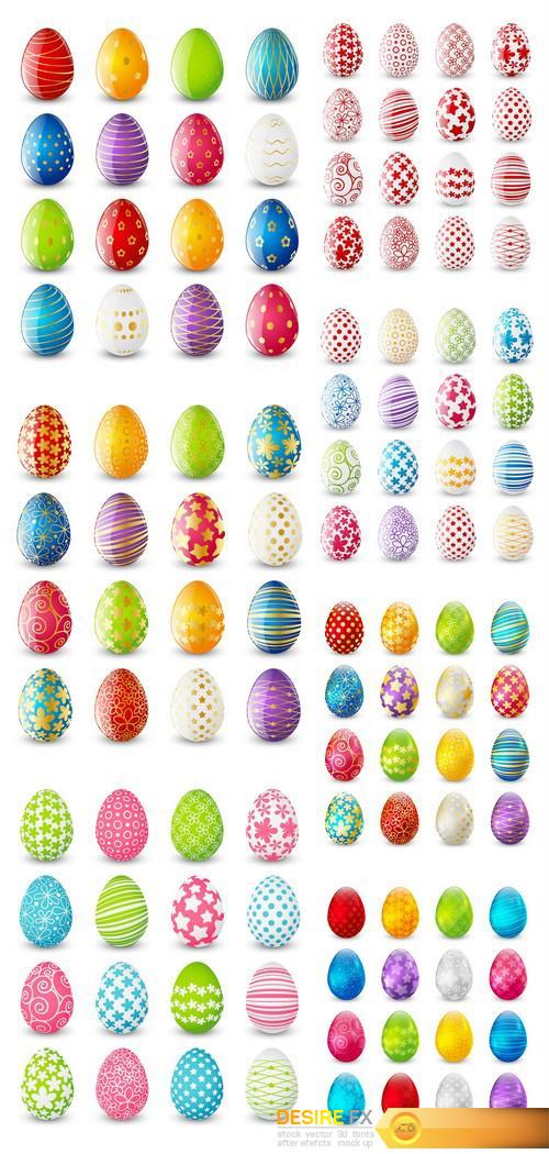 Set of colored Easter eggs 7X EPS