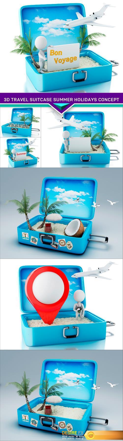 3d Travel suitcase Summer holidays concept 7X JPEG
