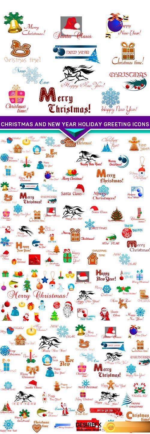 Christmas and New Year holiday greeting icons 10X EPS