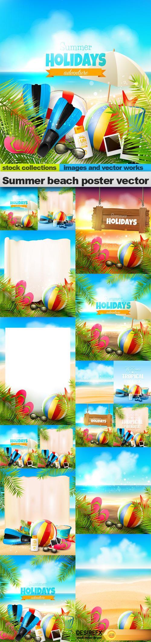 Summer beach poster vector, 15 x EPS