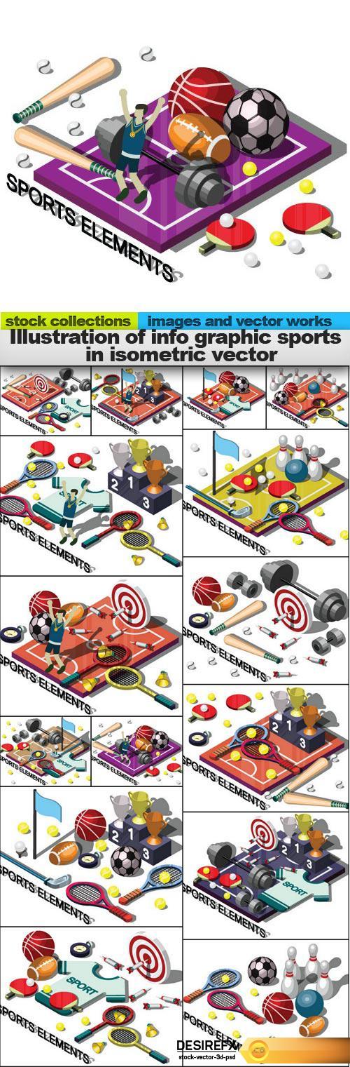 Illustration of info graphic sports  in isometric vector, 15 x EPS