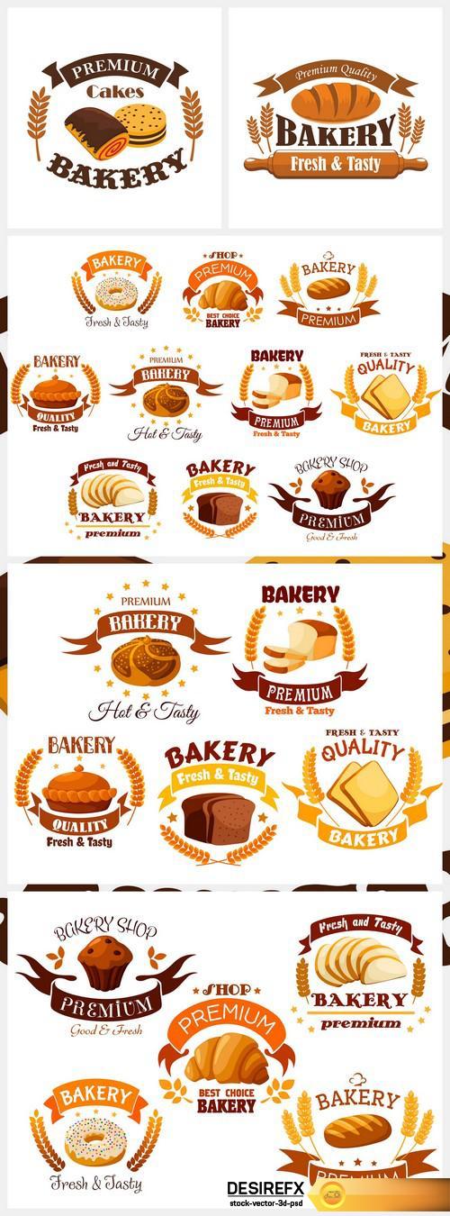 Fresh tasty bakery products premium quality label 5X EPS