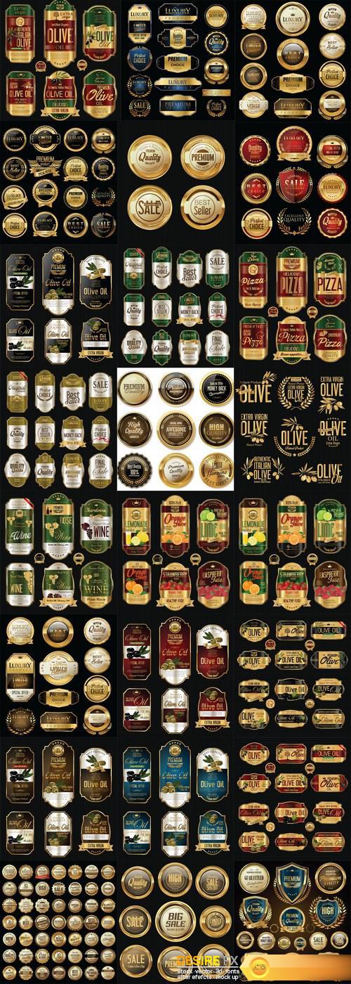 Gold Labels & Badges 3 - 24xEPS