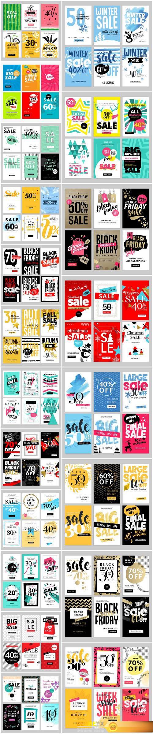 Set of social media sale banners template 2 - 20xEPS Vector Stock