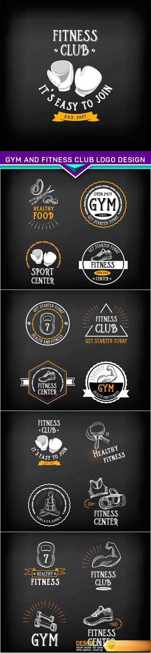 Gym and fitness club logo design, sport badge 5X EPS