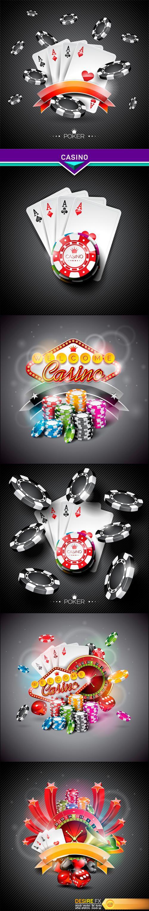 Vector seamless casino pattern illustration #1 6x EPS