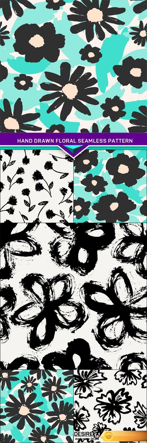 Hand Drawn Floral Seamless Pattern 6X EPS