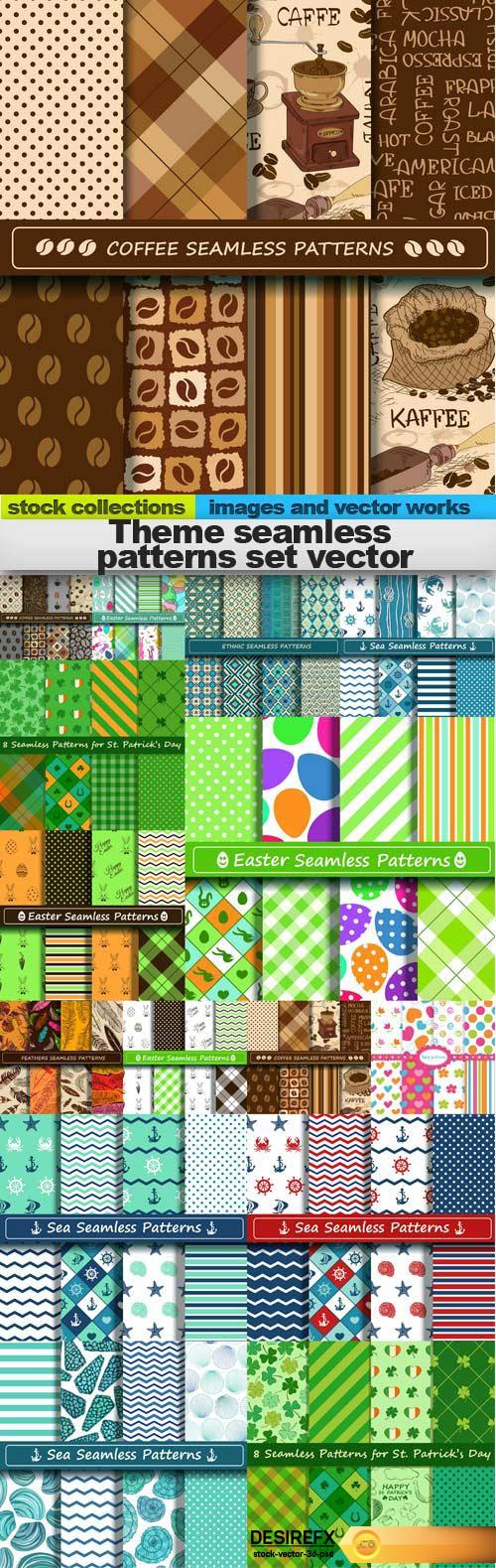Theme seamless patterns set vector, 15 x EPS