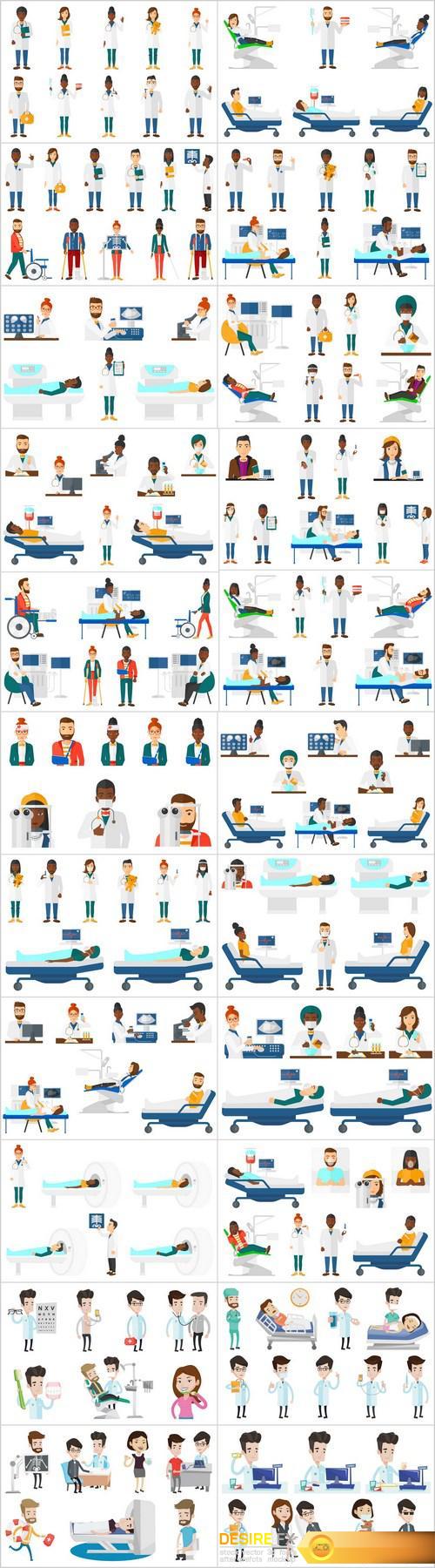 Doctor characters and patients - 24xEPS Vector Stock