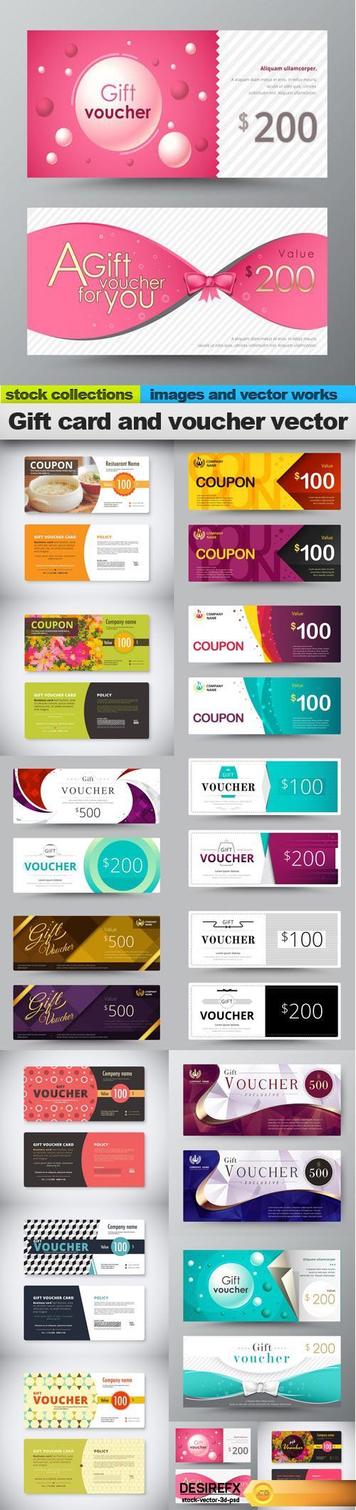 Gift card and voucher vector, 15 x EPS
