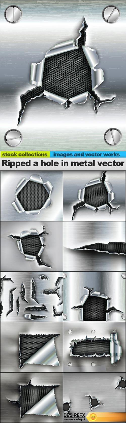 Ripped a hole in metal vector, 10 x EPS
