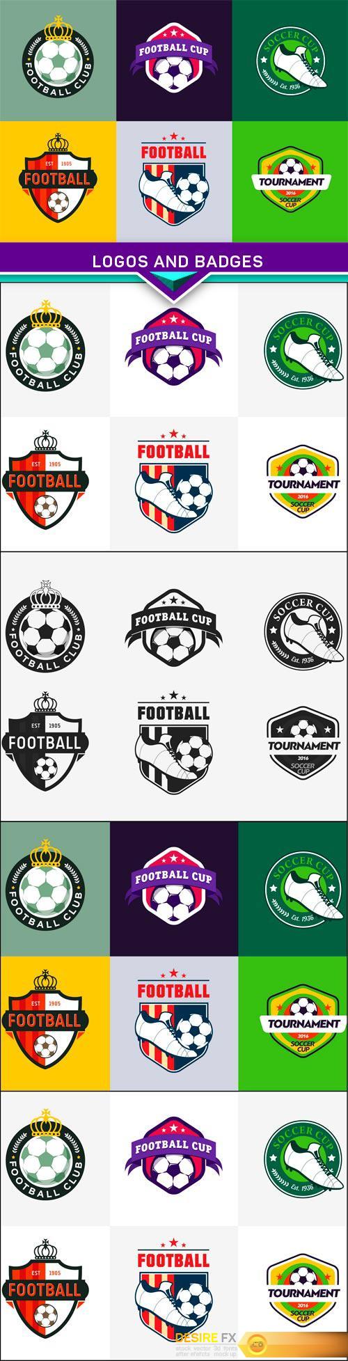 Set of football soccer championship, logos and badges 5x JPEG