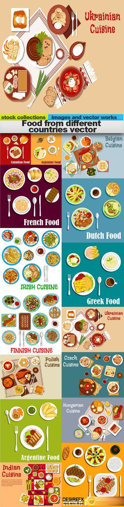 Food from different countries vector, 15 X EPS