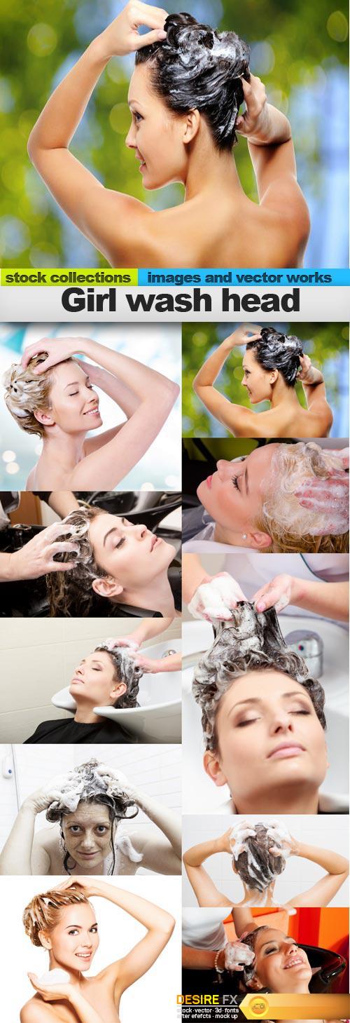 Girl wash head, 10 x UHQ JPEG