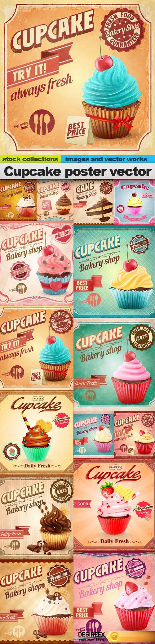 Cupcake poster vector, 15 x EPS