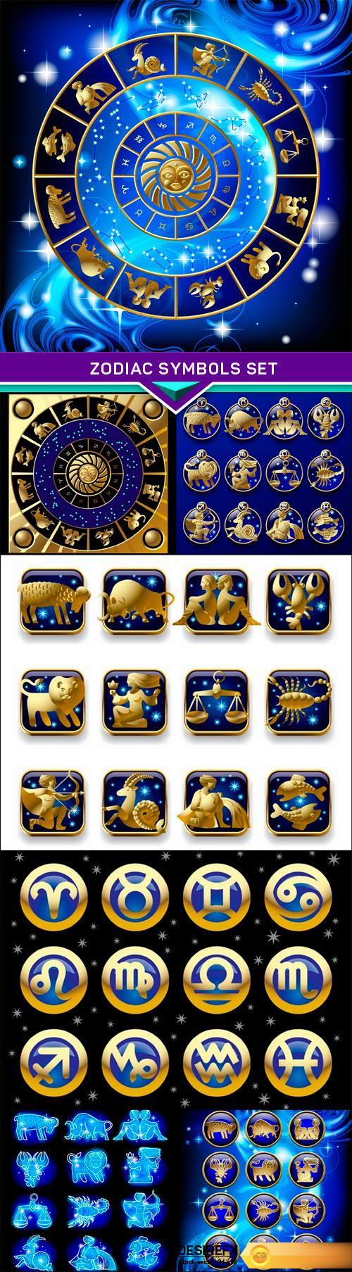 Zodiac symbols set 7X EPS